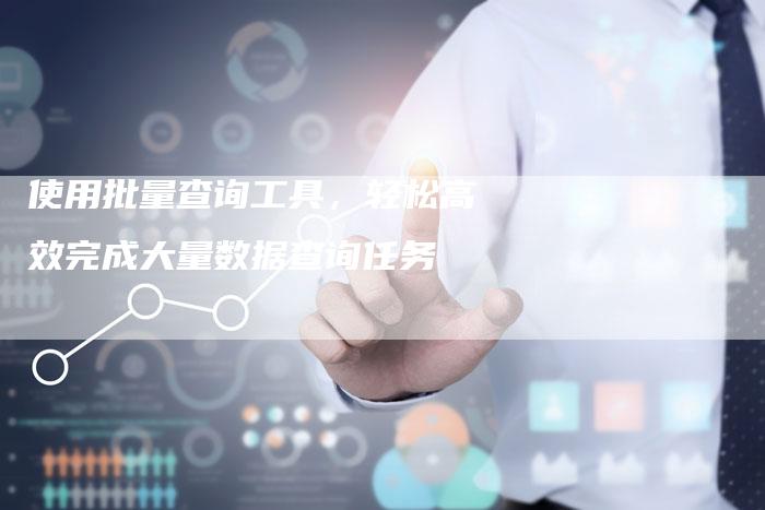 使用批量查询工具，轻松高效完成大量数据查询任务