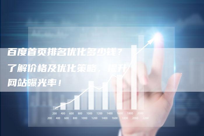 百度首页排名优化多少钱？了解价格及优化策略，提升网站曝光率！